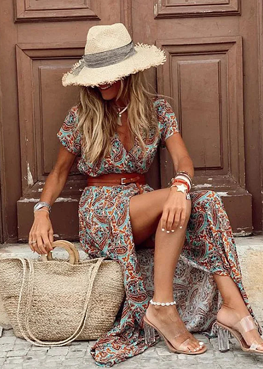 VUI Paris | ROBE LONGUE BOHÈME À TAILLE FRONCÉE