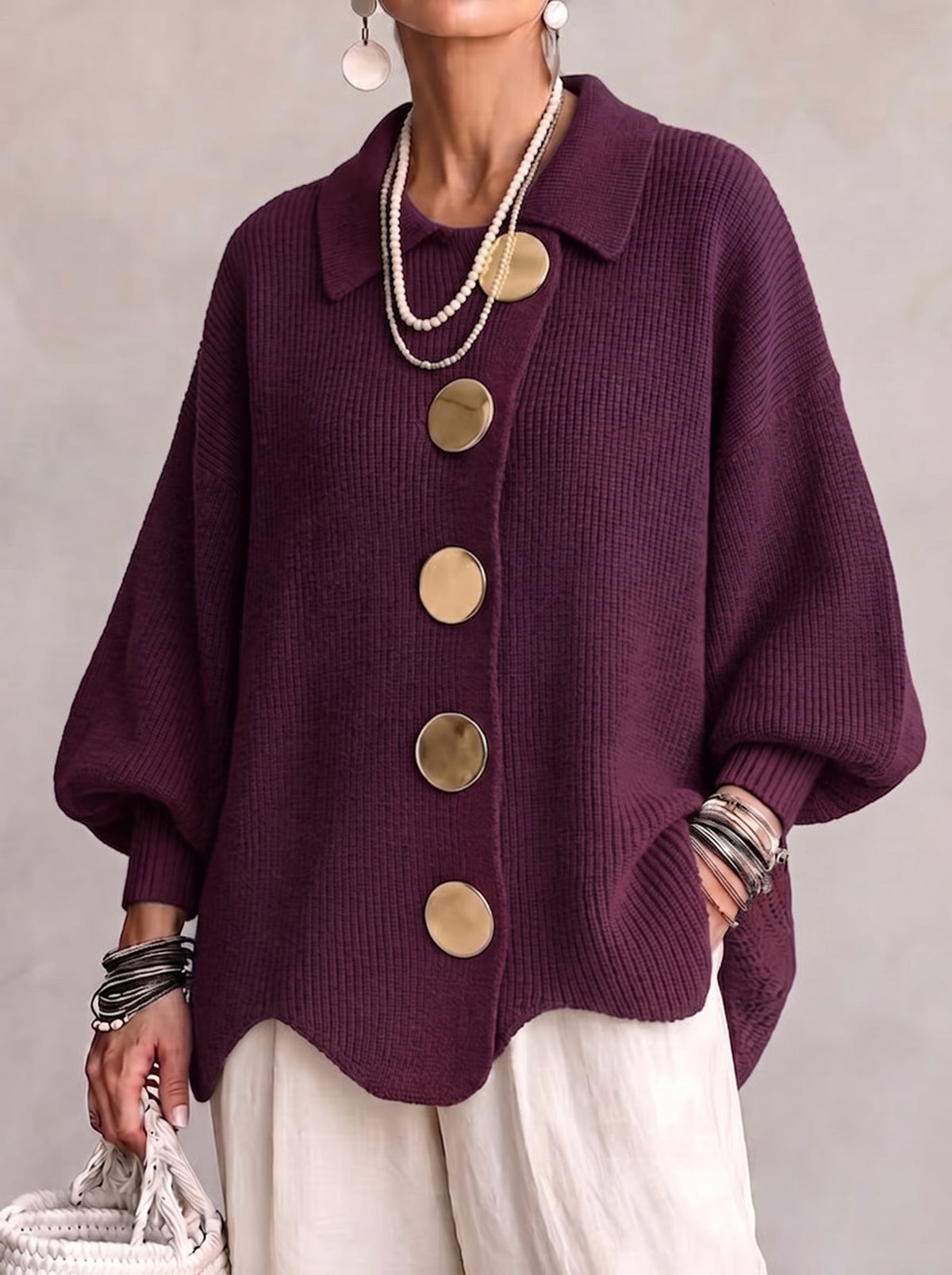 VUI Paris | Gilet Oversize Boutons Dorés Manon