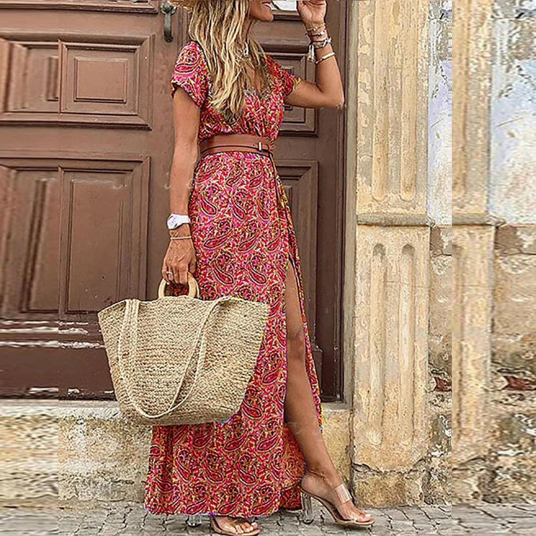 VUI Paris | ROBE LONGUE BOHÈME À TAILLE FRONCÉE
