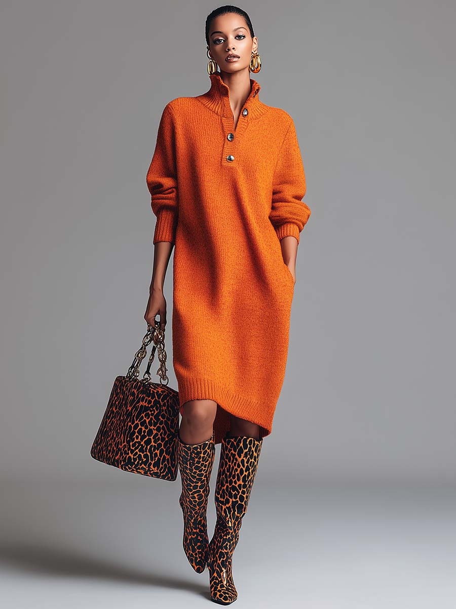 VUI Paris | ROBE PULL À COL BOUTONNÉ
